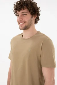 US Polo Assn. Men Regular Fit Crew Neck Gray Basic T-Shirt - Image 3