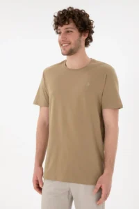 US Polo Assn. Men Regular Fit Crew Neck Gray Basic T-Shirt - Image 4