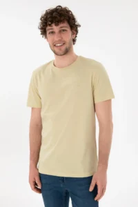 US Polo Assn. Men Regular Fit Crew Neck Light Khaki Basic T-Shirt - Image 2