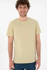 US Polo Assn. Men Regular Fit Crew Neck Light Khaki Basic T-Shirt - Image 4