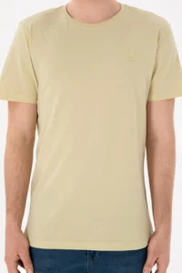 US Polo Assn. Men Regular Fit Crew Neck Light Khaki Basic T-Shirt - Image 7