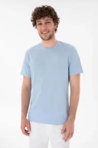 US Polo Assn. Men Regular Fit Crew Neck Light Blue Basic T-Shirt - Image 2