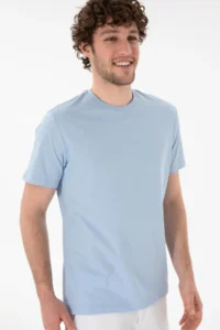 US Polo Assn. Men Regular Fit Crew Neck Light Blue Basic T-Shirt - Image 4