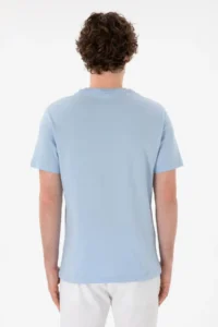 US Polo Assn. Men Regular Fit Crew Neck Light Blue Basic T-Shirt - Image 6