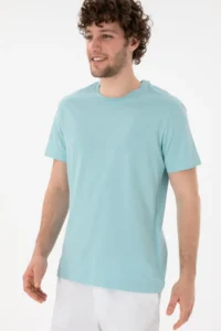 US Polo Assn. Men Regular Fit Crew Neck Aqua Basic T-Shirt - Image 4
