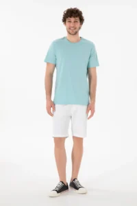 US Polo Assn. Men Regular Fit Crew Neck Aqua Basic T-Shirt - Image 5