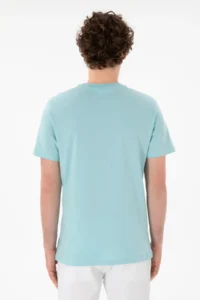 US Polo Assn. Men Regular Fit Crew Neck Aqua Basic T-Shirt - Image 6