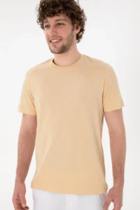US Polo Assn. Men Regular Fit Crew Neck Beige Basic T-Shirt - Image 4