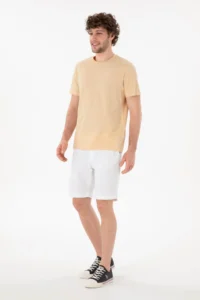 US Polo Assn. Men Regular Fit Crew Neck Beige Basic T-Shirt - Image 5