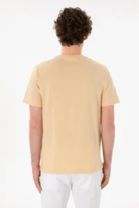 US Polo Assn. Men Regular Fit Crew Neck Beige Basic T-Shirt - Image 6