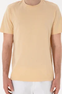 US Polo Assn. Men Regular Fit Crew Neck Beige Basic T-Shirt - Image 7