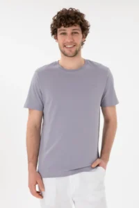 US Polo Assn. Men Regular Fit Crew Neck Gray Basic T-Shirt