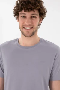 US Polo Assn. Men Regular Fit Crew Neck Gray Basic T-Shirt - Image 3