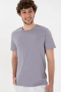 US Polo Assn. Men Regular Fit Crew Neck Gray Basic T-Shirt - Image 4
