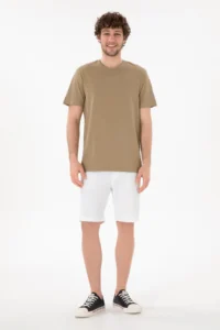 US Polo Assn. Men Regular Fit Crew Neck Khaki Basic T-Shirt - Image 5