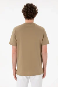 US Polo Assn. Men Regular Fit Crew Neck Khaki Basic T-Shirt - Image 6