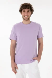US Polo Assn. Men Regular Fit Crew Neck Lilac Basic T-Shirt