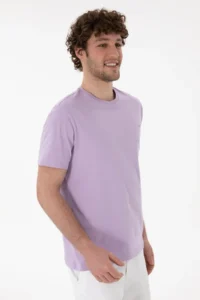 US Polo Assn. Men Regular Fit Crew Neck Lilac Basic T-Shirt - Image 2