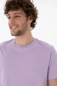 US Polo Assn. Men Regular Fit Crew Neck Lilac Basic T-Shirt - Image 3