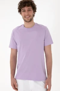 US Polo Assn. Men Regular Fit Crew Neck Lilac Basic T-Shirt - Image 4