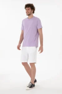 US Polo Assn. Men Regular Fit Crew Neck Lilac Basic T-Shirt - Image 5