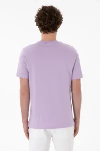 US Polo Assn. Men Regular Fit Crew Neck Lilac Basic T-Shirt - Image 6