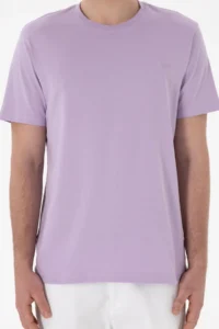 US Polo Assn. Men Regular Fit Crew Neck Lilac Basic T-Shirt - Image 7