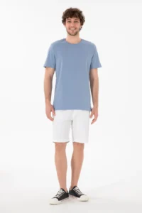 US Polo Assn. Men Regular Fit Crew Neck Blue Basic T-Shirt - Image 5