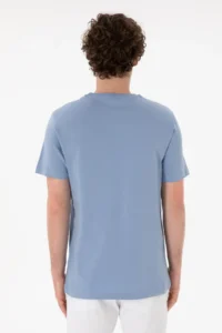 US Polo Assn. Men Regular Fit Crew Neck Blue Basic T-Shirt - Image 6