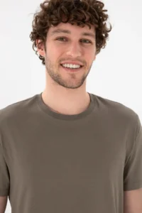 US Polo Assn. Men Regular Fit Crew Neck Mink Basic T-Shirt - Image 3