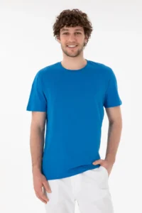 US Polo Assn. Men Regular Fit Crew Neck Cobalt Blue Basic T-Shirt