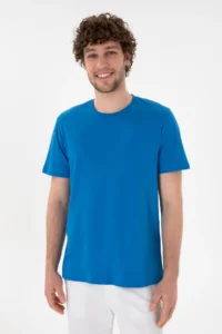 US Polo Assn. Men Regular Fit Crew Neck Cobalt Blue Basic T-Shirt - Image 2