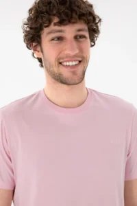 US Polo Assn. Men Regular Fit Crew Neck Light Pink Basic T-Shirt - Image 3