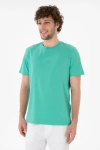 US Polo Assn. Men Regular Fit Crew Neck Mint Basic T-Shirt - Image 2