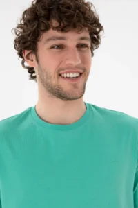 US Polo Assn. Men Regular Fit Crew Neck Mint Basic T-Shirt - Image 3