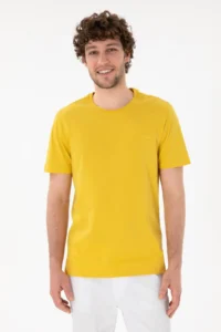 US Polo Assn. Men Regular Fit Crew Neck Yellow Basic T-Shirt - Image 2