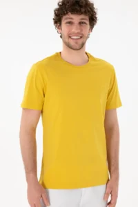 US Polo Assn. Men Regular Fit Crew Neck Yellow Basic T-Shirt - Image 4