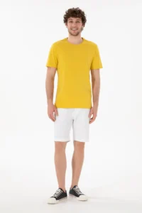US Polo Assn. Men Regular Fit Crew Neck Yellow Basic T-Shirt - Image 5