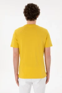 US Polo Assn. Men Regular Fit Crew Neck Yellow Basic T-Shirt - Image 6