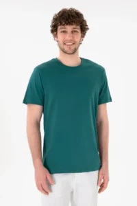 US Polo Assn. Men Regular Fit Crew Neck Dark Green Basic T-Shirt - Image 2