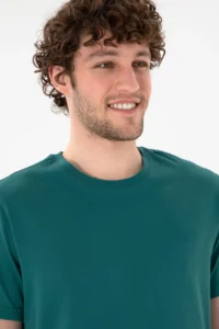 US Polo Assn. Men Regular Fit Crew Neck Dark Green Basic T-Shirt - Image 3