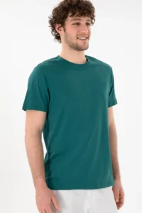 US Polo Assn. Men Regular Fit Crew Neck Dark Green Basic T-Shirt - Image 4