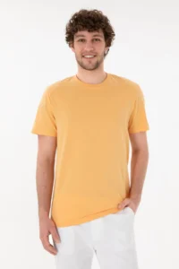 US Polo Shirt Assn. Men Regular Fit Crew Neck Orange Basic T-Shirt