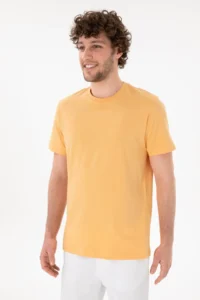 US Polo Shirt Assn. Men Regular Fit Crew Neck Orange Basic T-Shirt - Image 2
