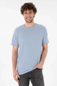 US Polo Assn. Men Regular Fit Crew Neck Light Blue Basic T-Shirt