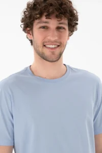 US Polo Assn. Men Regular Fit Crew Neck Light Blue Basic T-Shirt - Image 3