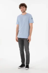 US Polo Assn. Men Regular Fit Crew Neck Light Blue Basic T-Shirt - Image 5