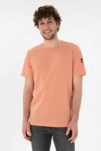 US Polo Assn. Men Regular Fit Crew Neck Salmon Basic T-Shirt - Image 2