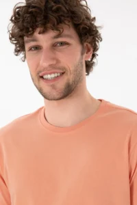 US Polo Assn. Men Regular Fit Crew Neck Salmon Basic T-Shirt - Image 3