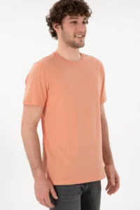 US Polo Assn. Men Regular Fit Crew Neck Salmon Basic T-Shirt - Image 4